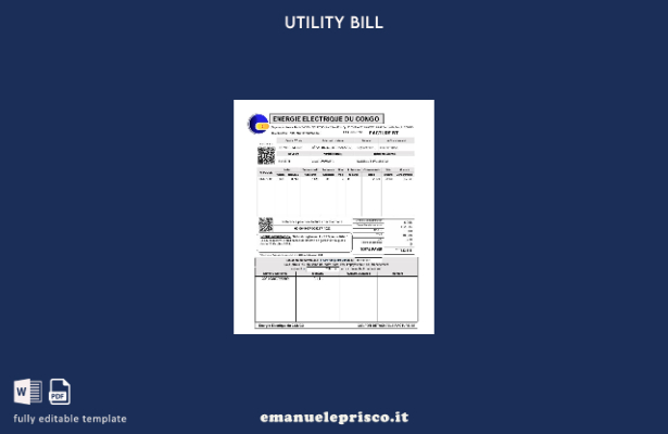 modello word di bolletta delle utenze Congo Energie Electrique Du stile verifica